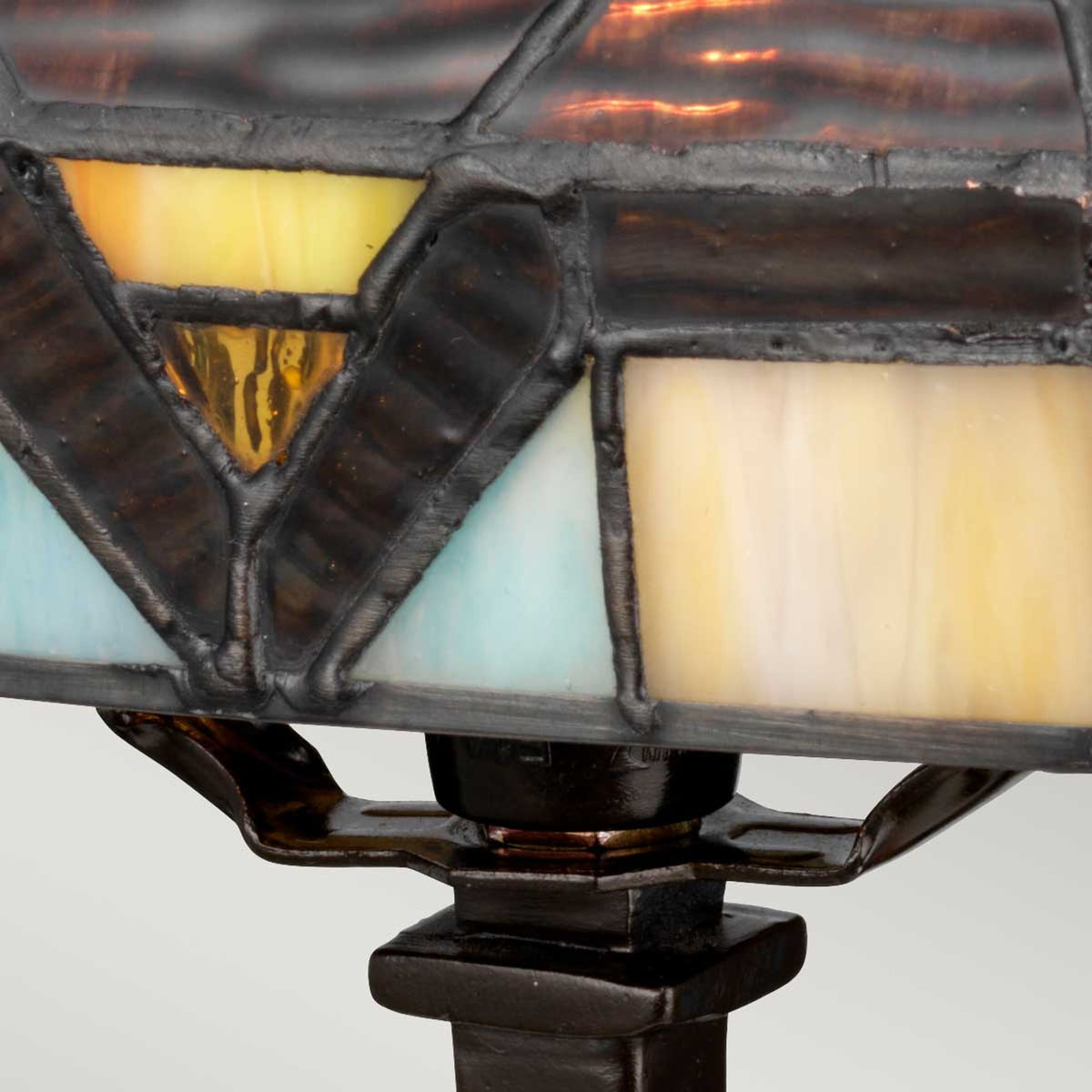 Candeeiro de mesa Holmes 1 luz abajur de vidro Tiffany bronze (4)
