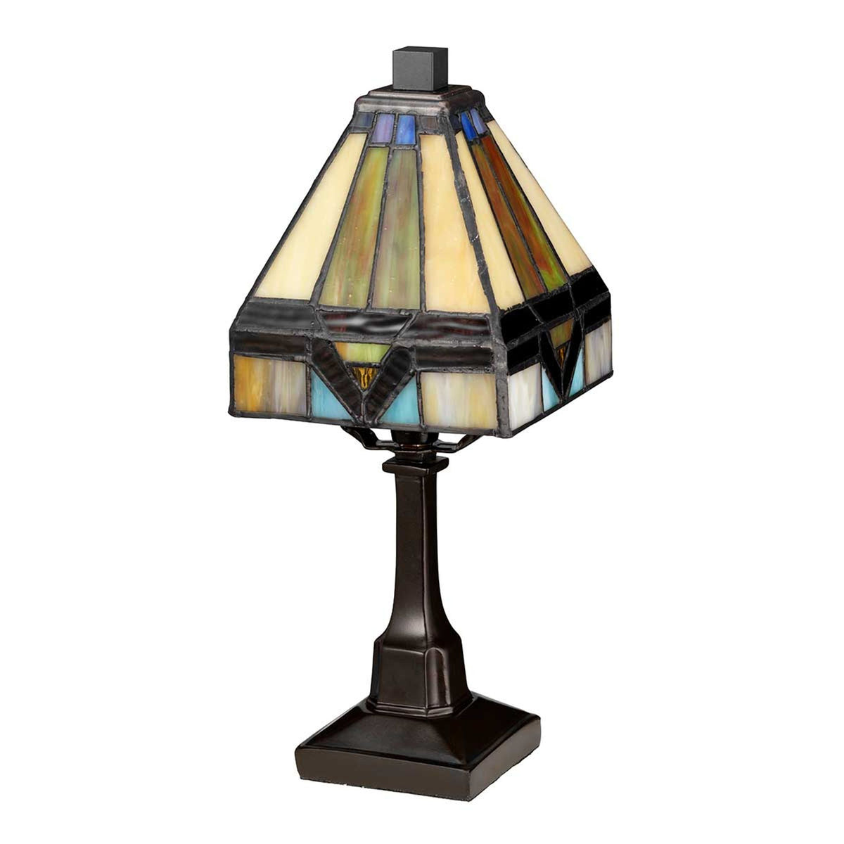 Candeeiro de mesa Holmes 1 luz abajur de vidro Tiffany bronze (5)