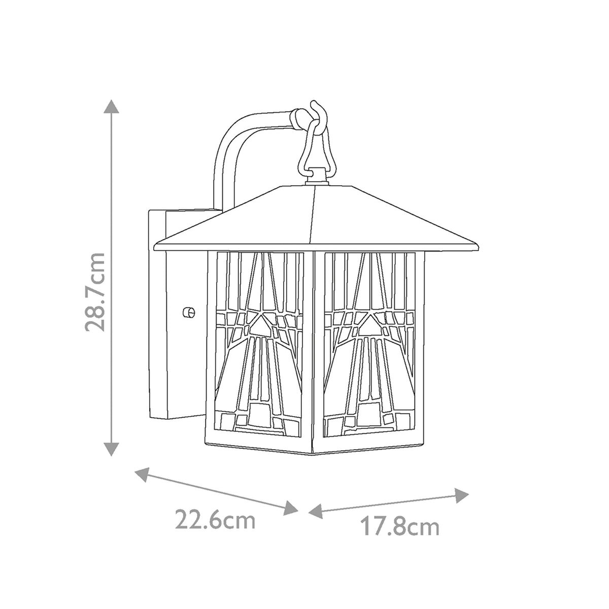 Buitenwandlantaarn Inglenook 1-lamps kunstglas IP44 brons (5)