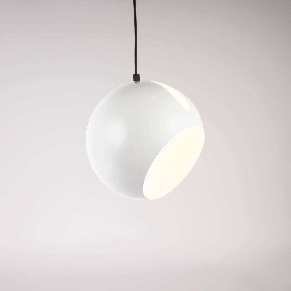 s.luce Lâmpada de galeria Ball com cúpula rotativa e intercambiável, suspensão de 5m, elegante lâmpada pendente em branco.