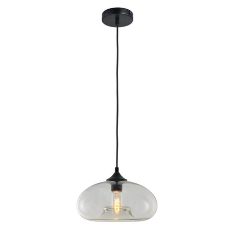 s.luce Cruet Galerie-Pendelleuchte Glas extra lang 5m in modernem Design mit schwarzem Kabel und transparentem Glaskörper.