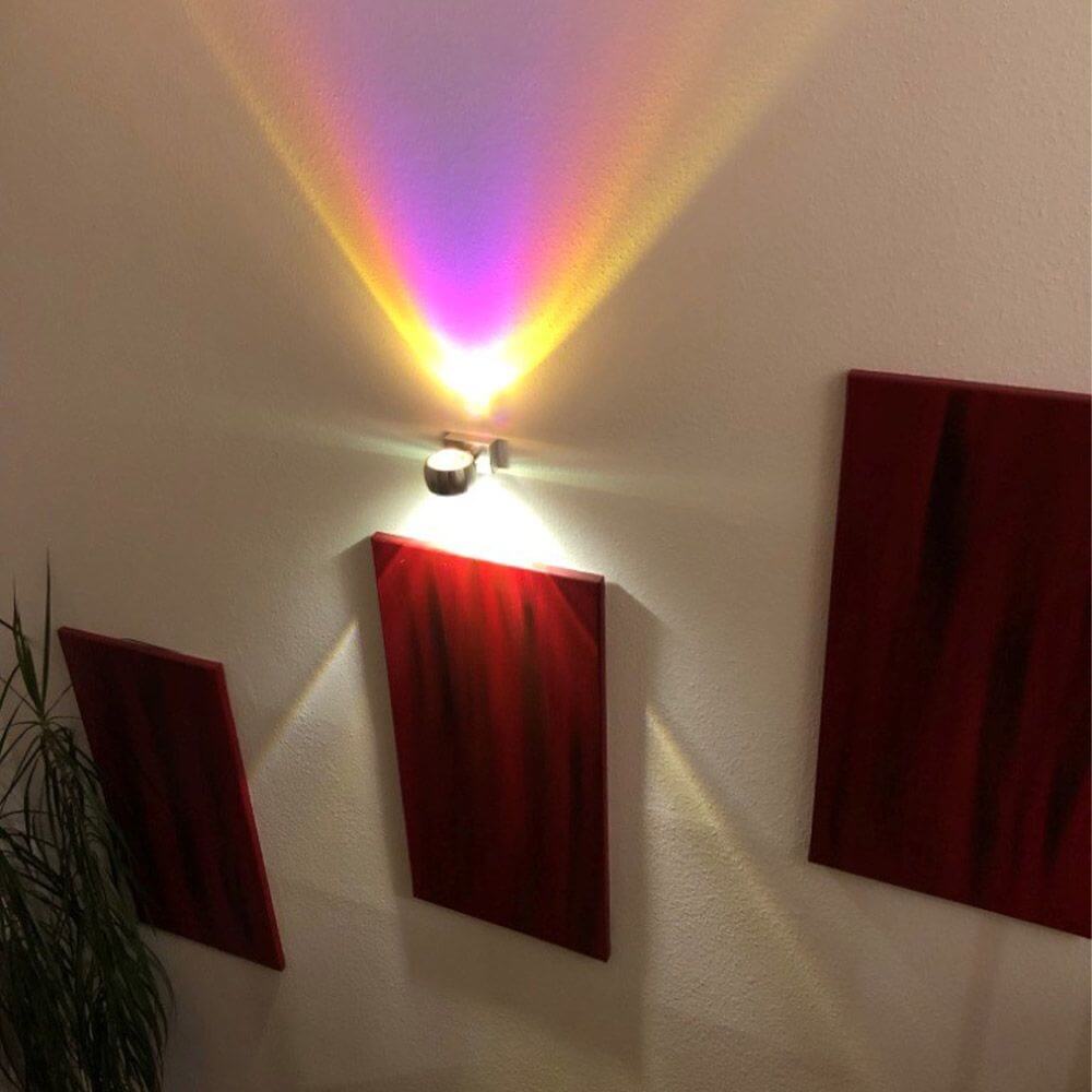 s.luce Farbfilter Multicolor passend zu Beam an einer Wand, farbige Lichteffekte und Kunstplatten.