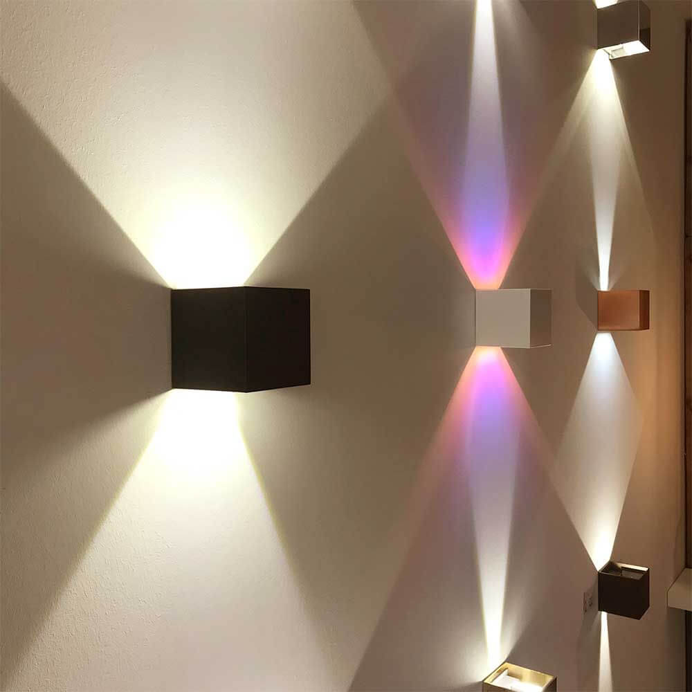 s.luce Farbfilter Multicolor passend zu Ixa auf Wand mit verschiedenen Lichtstimmungen.
