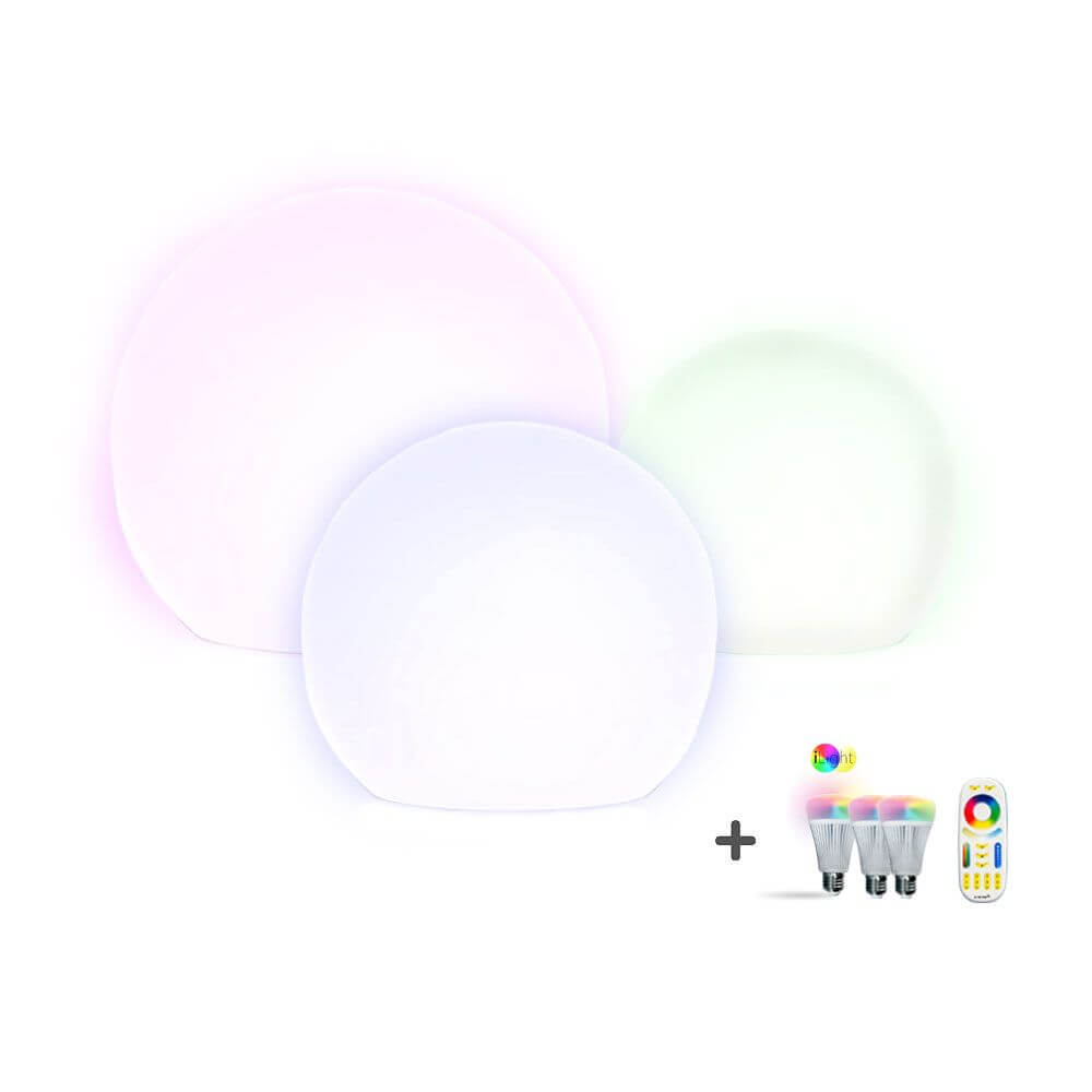 s.luce Globe Set Garten Kugelleuchten - modernes Design in unterschiedlichen Größen mit Fernbedienung und stimmungsvollem Licht.