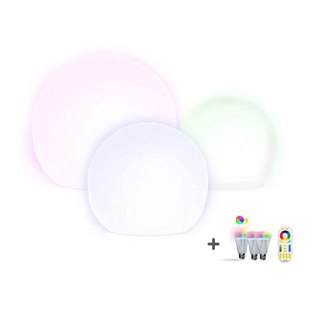 s.luce Globe Set Garten Kugelleuchten - modernes Design in unterschiedlichen Größen mit Fernbedienung und stimmungsvollem Licht.