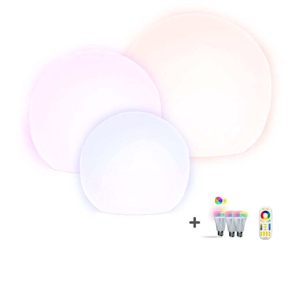 s.luce Globe Set Garten Kugelleuchten in verschiedenen Farben mit Fernbedienung für stimmungsvolle Gartenbeleuchtung.