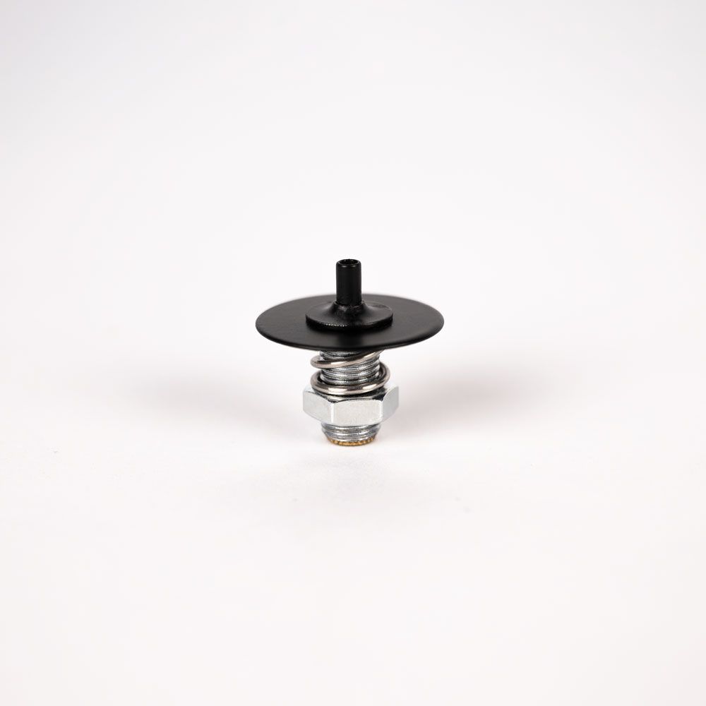 s.luce Kabelaufnehmer aus Metall für Modular Baldachin, mit schwarzem Deckel und Gewinde.