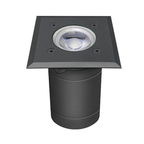 Level Anthrazit Bodeneinbaustrahler eckig IP54 mit Edelstahlblende und gehärtetem Glas