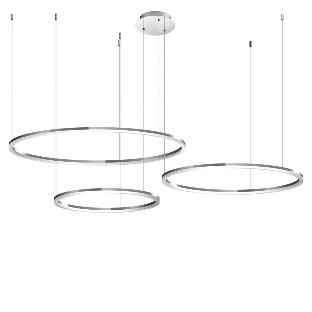 s.luce LED Ring Hängeleuchte in modernem Design mit drei Ringen und minimalistischer Eleganz, Ø 120cm.