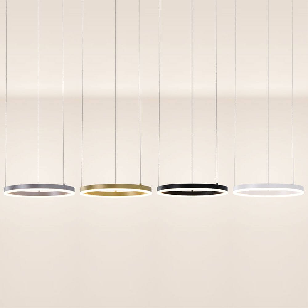 s.luce LED Ring Pendelleuchte Ø 40cm in verschiedenen Farben: Silber, Gold, Schwarz und Weiß.