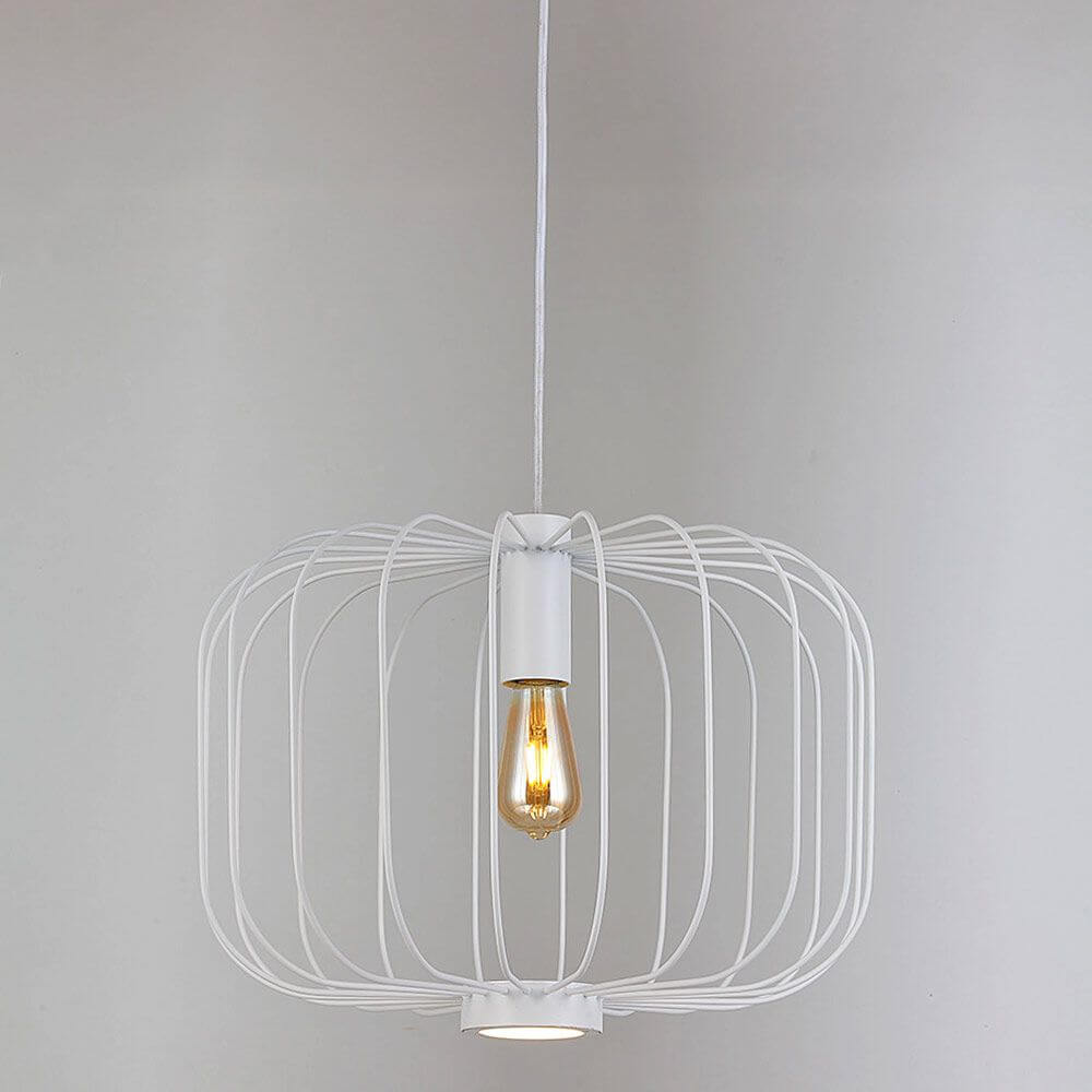 s.luce Rooms L direkt & indirekte Gitter-Hängeleuchte Ø 48cm in weißem Design mit hervorstechenden Lichtspielen.