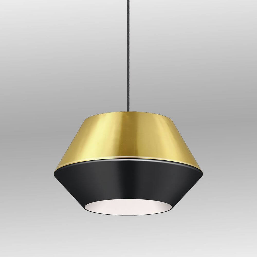 s.luce SkaDa LED Pendellampe Metallschirm in modernem Design mit goldener und schwarzer Farbgebung