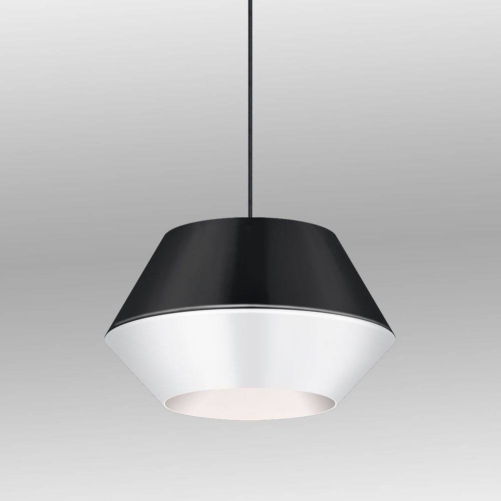 s.luce SkaDa LED Pendellampe Metallschirm in modernem Design mit Schwarz und Weiß.