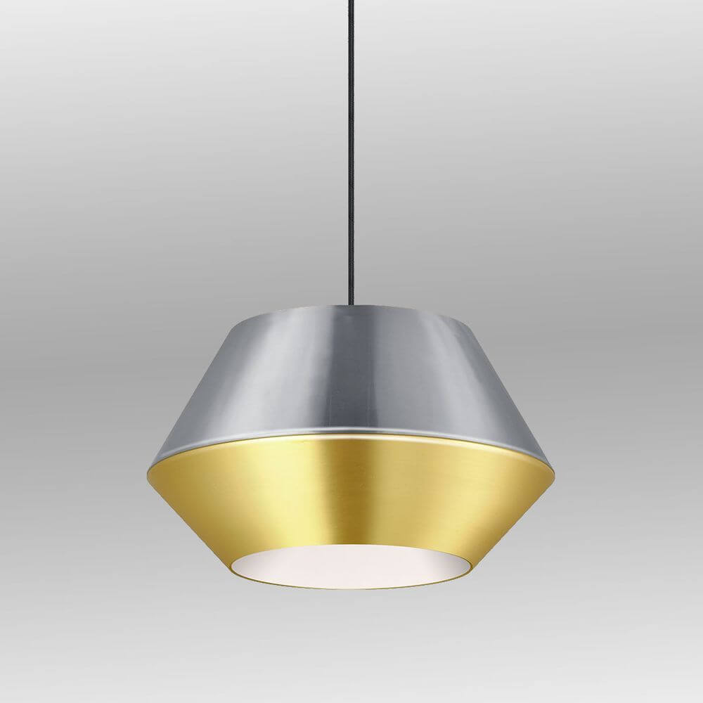 s.luce SkaDa LED Pendellampe Metallschirm in modernem Design mit silbernem und goldenem Schirm.