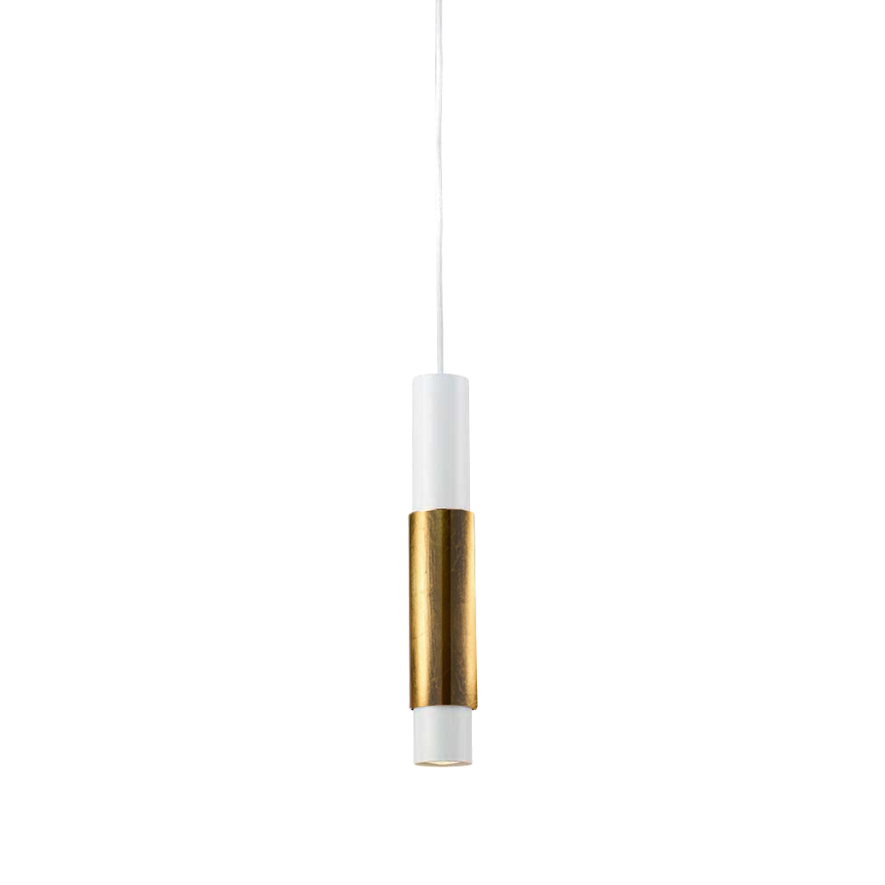 s.luce Hängelampe Crutch in modernem Design mit goldfarbenem Deko-Zylinder, ideal für stilvolle Innenräume.