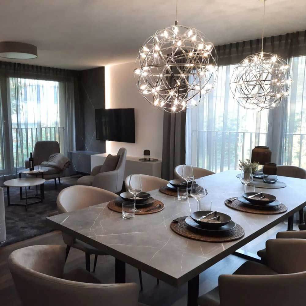 s.luce Atom LED dining table pendant light 2 to 5-light beam 160cm