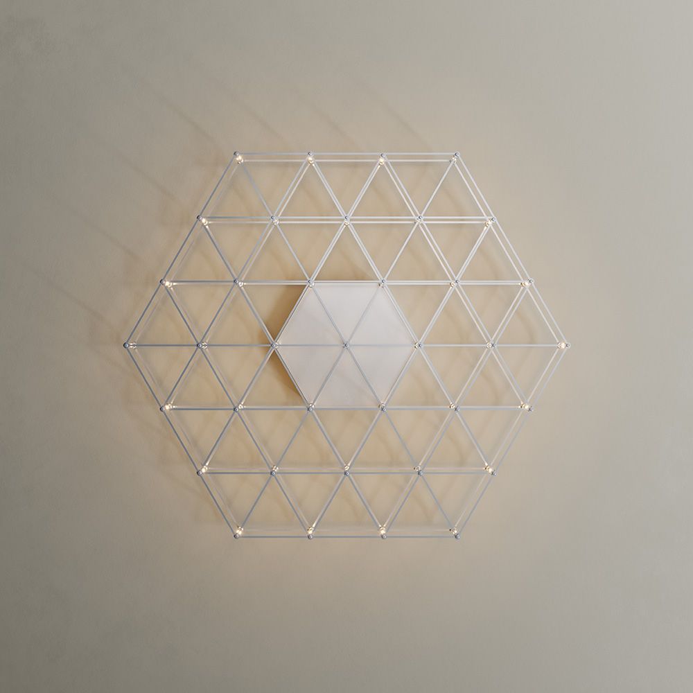 s.luce Atom eckige LED Effekt Wand- & Deckenleuchte in modernem hexagonalen Design auf Wand