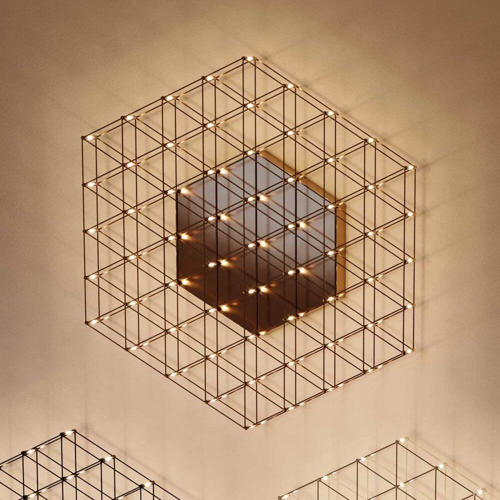 s.luce Atom eckige LED Effekt Wand- & Deckenleuchte an Wand montiert, modernes Design mit warmem Licht.