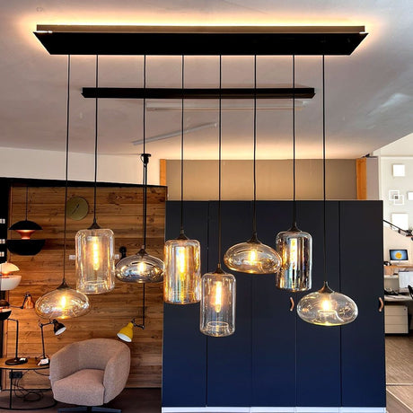 s.luce Aura LED-ombyggnad för indirekt belysning (utan modulär takkopp) med eleganta pendellampor.