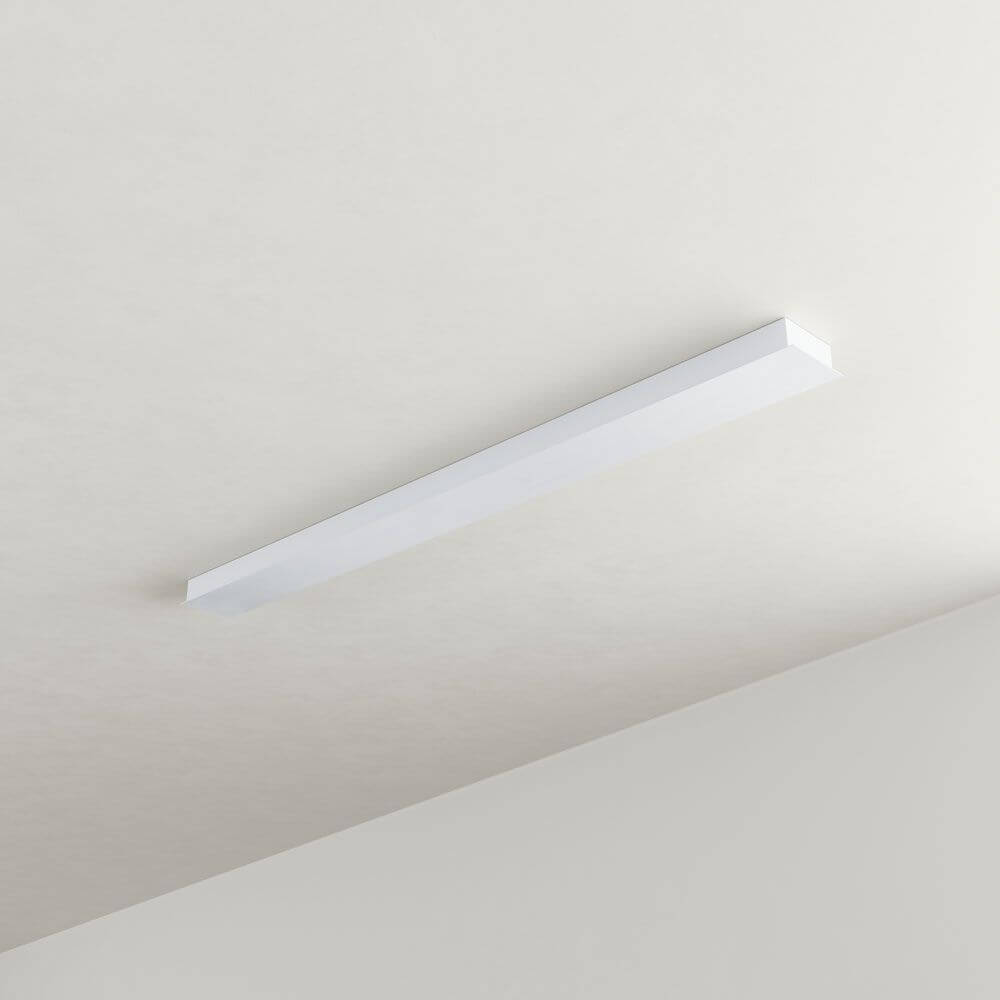s.luce Balken Baldachin Rechteckig (ohne Bohrung) weiße Deckenleiste, minimalistisches rechteckiges Baldachin-Modul über Esstisch
