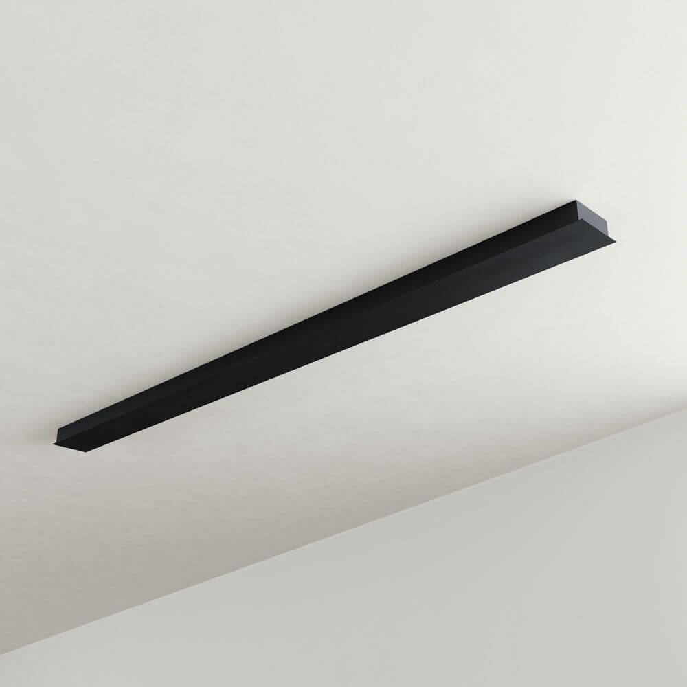 s.luce Balken Baldachin Rechteckig (ohne Bohrung) schwarzer, schlanker Deckenträger in minimalistischer Raumdecke