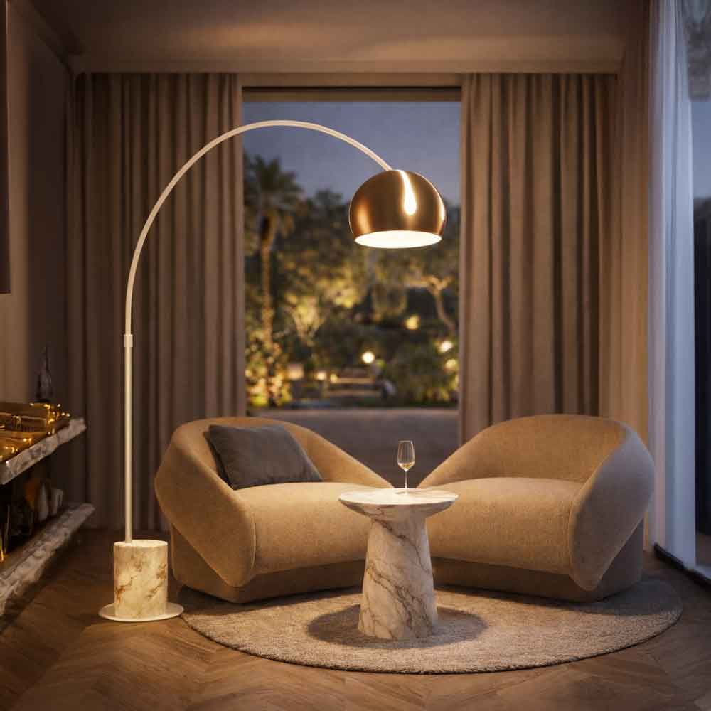 s.luce Lámpara de arco de diseño esférico con moderna base de mármol