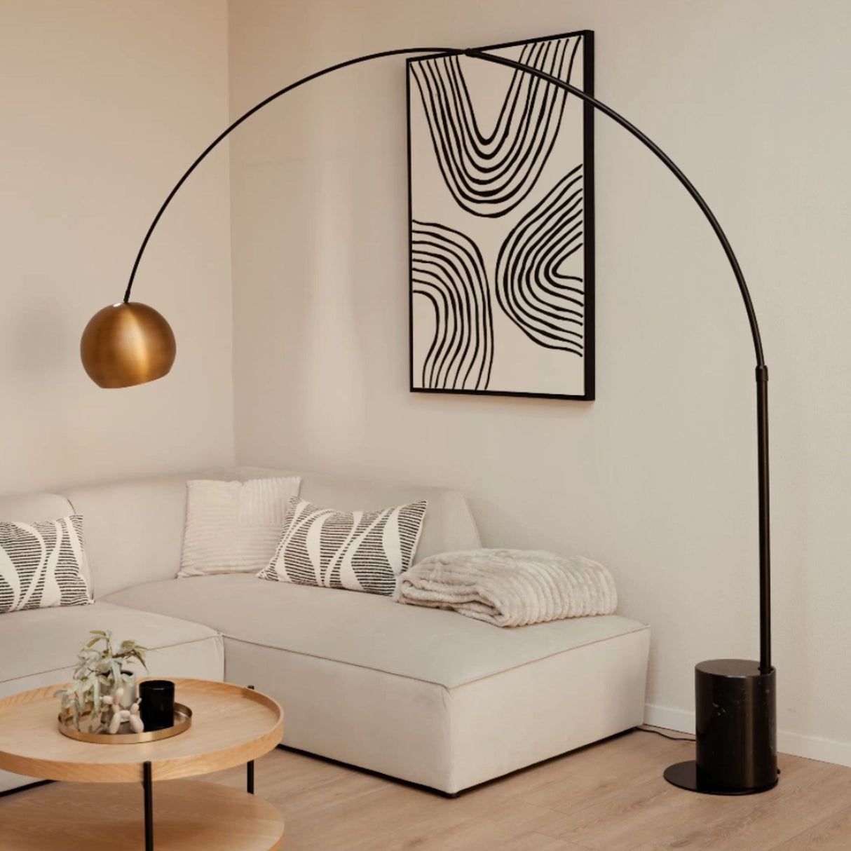 s.luce Ball design arc lamp with modern marble base
