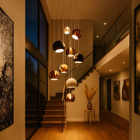 s.luce Ball-gallerialampe med roterbar, utskiftbar skjerm og 5 m oppheng i moderne romdesign.