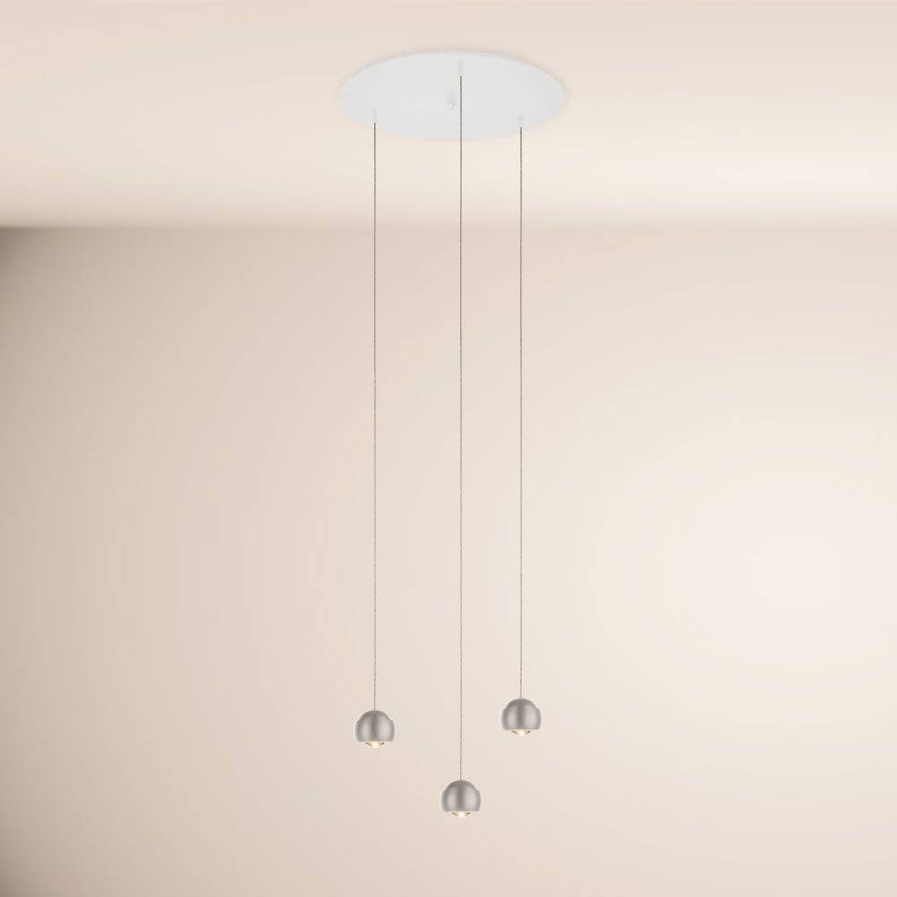 s.luce Beam LED Pendelleuchte 3- oder 5-flammig Modular Baldachin mit drei hängenden Leuchten in elegantem Design.