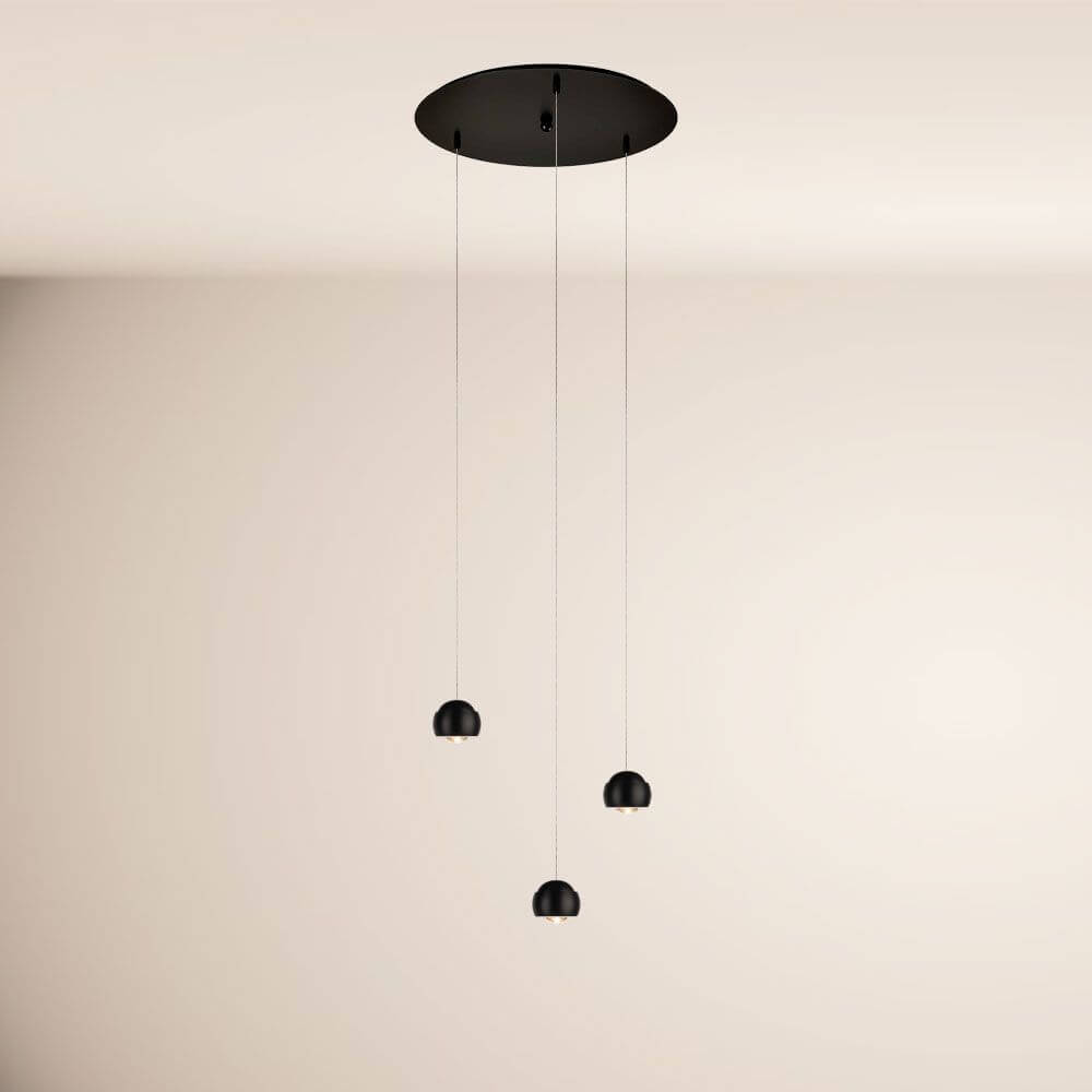 s.luce Beam LED Pendelleuchte 3- oder 5-flammig Modular Baldachin in eleganter schwarz