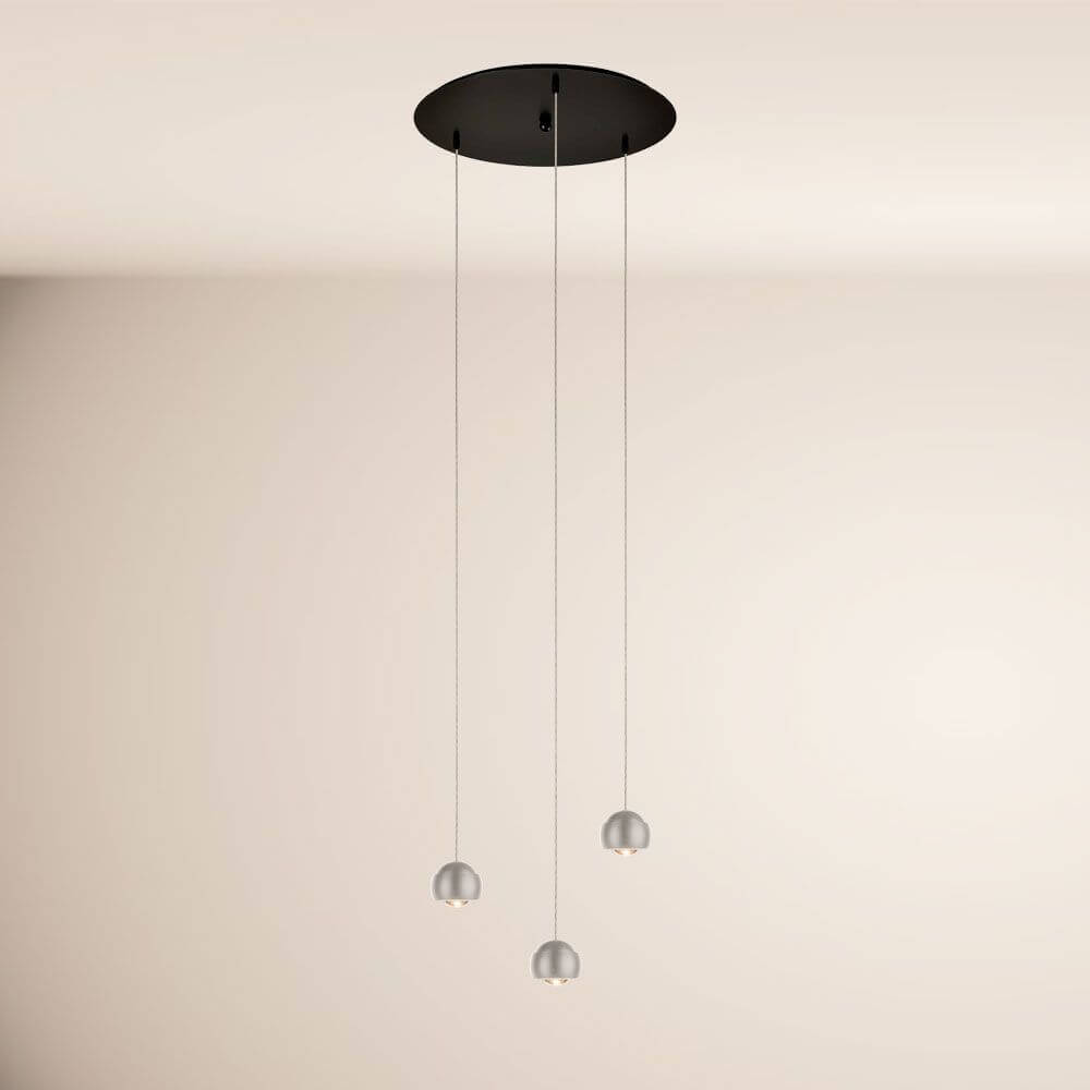 s.luce Beam LED Pendelleuchte 3- oder 5-flammig Modular Baldachin mit 3 hängenden Leuchtelementen.