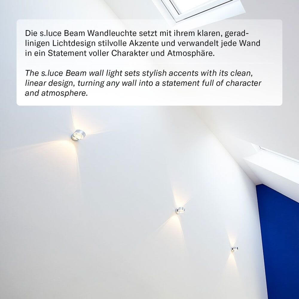 s.luce Beam Wandleuchte Up & Down mit Glaslinsen sorgt für stilvolle Akzente und verwandelt jede Wand.