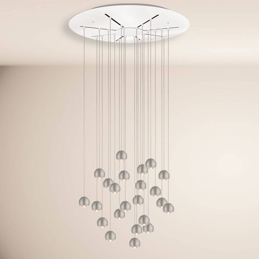 s.luce Beam XL LED Galerieleuchte Pendelleuchte 16- oder 24-flammig mit eleganten hängenden Lampenschirmen.