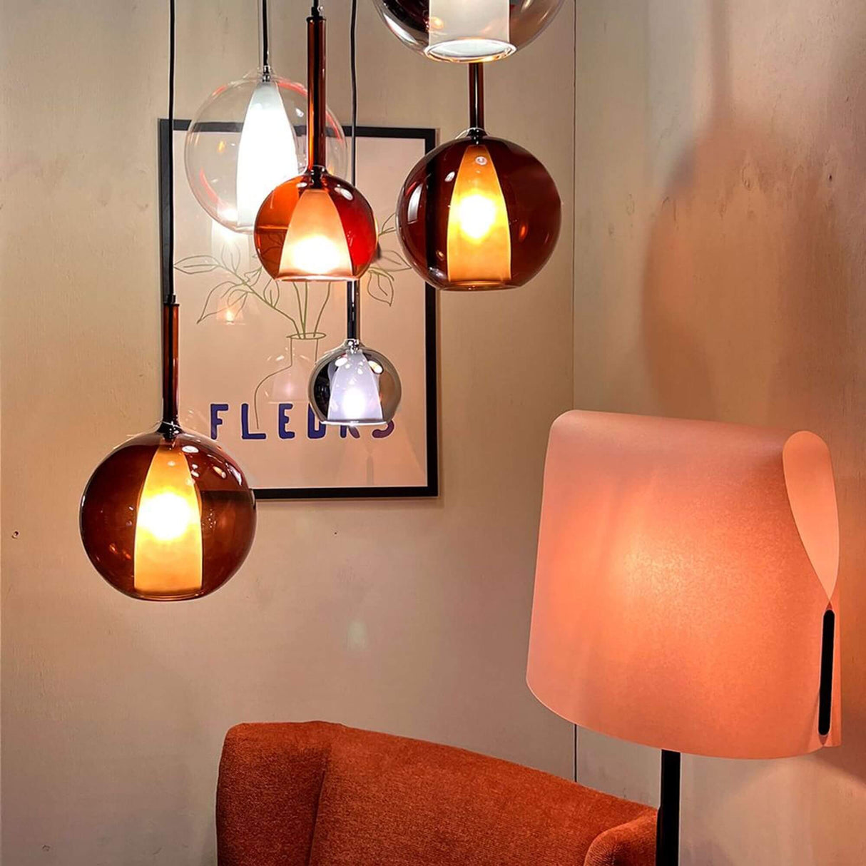 s.luce Belluna Cluster szklana lampa wisząca 7-punktowa