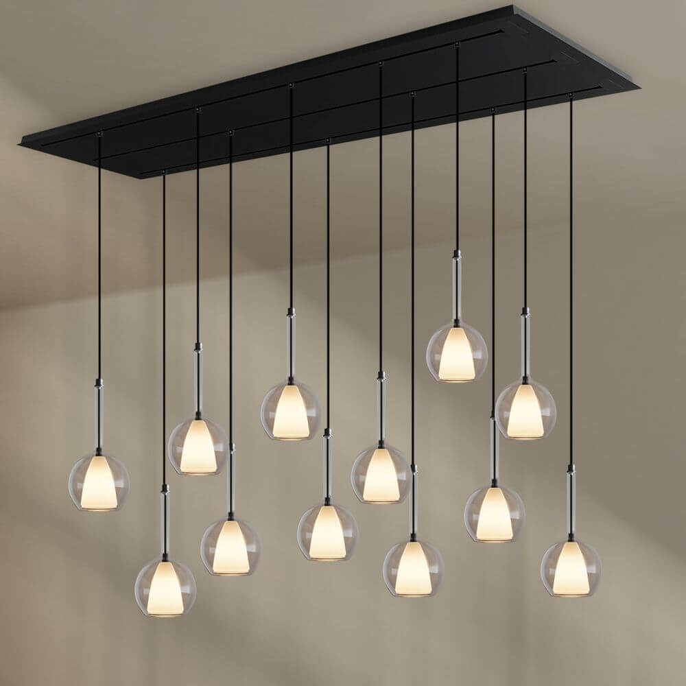 s.luce Belluna Esstischlampe 12-flammig 200cm 3-reihig mit eleganter Beleuchtung für stilvolle Räume