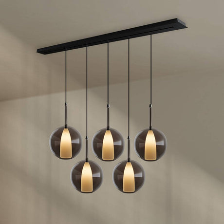 s.luce Candeeiro suspenso de mesa de jantar Belluna com 5 chamas e cobertura de 160 cm