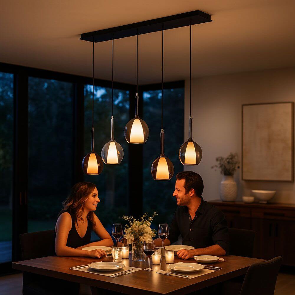 s.luce Belluna taklampa för matbord 5-lampor 160cm baldakin