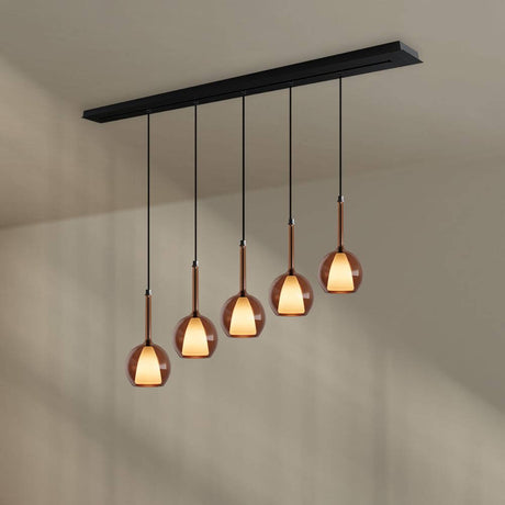 s.luce Candeeiro suspenso de mesa de jantar Belluna com 5 chamas e cobertura de 160 cm