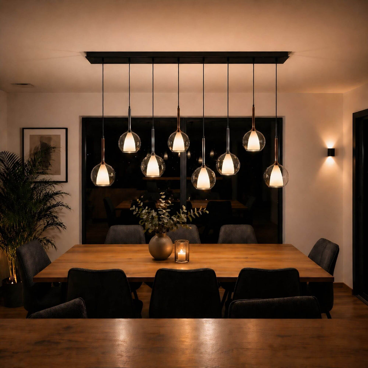 s.luce Belluna eettafel hanglamp 8-lichts 160cm 2-rijig