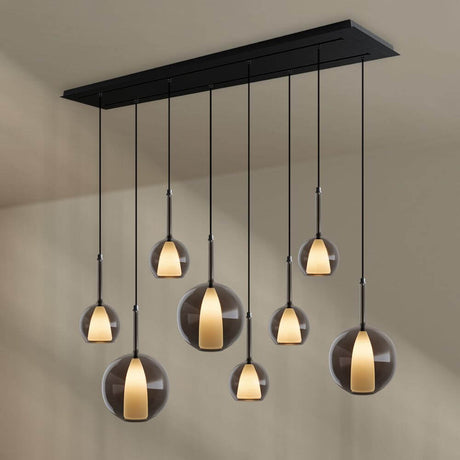 s.luce Belluna Esstisch-Pendelleuchte 8-flammig 160cm 2-reihig in eleganter Innenbeleuchtung.