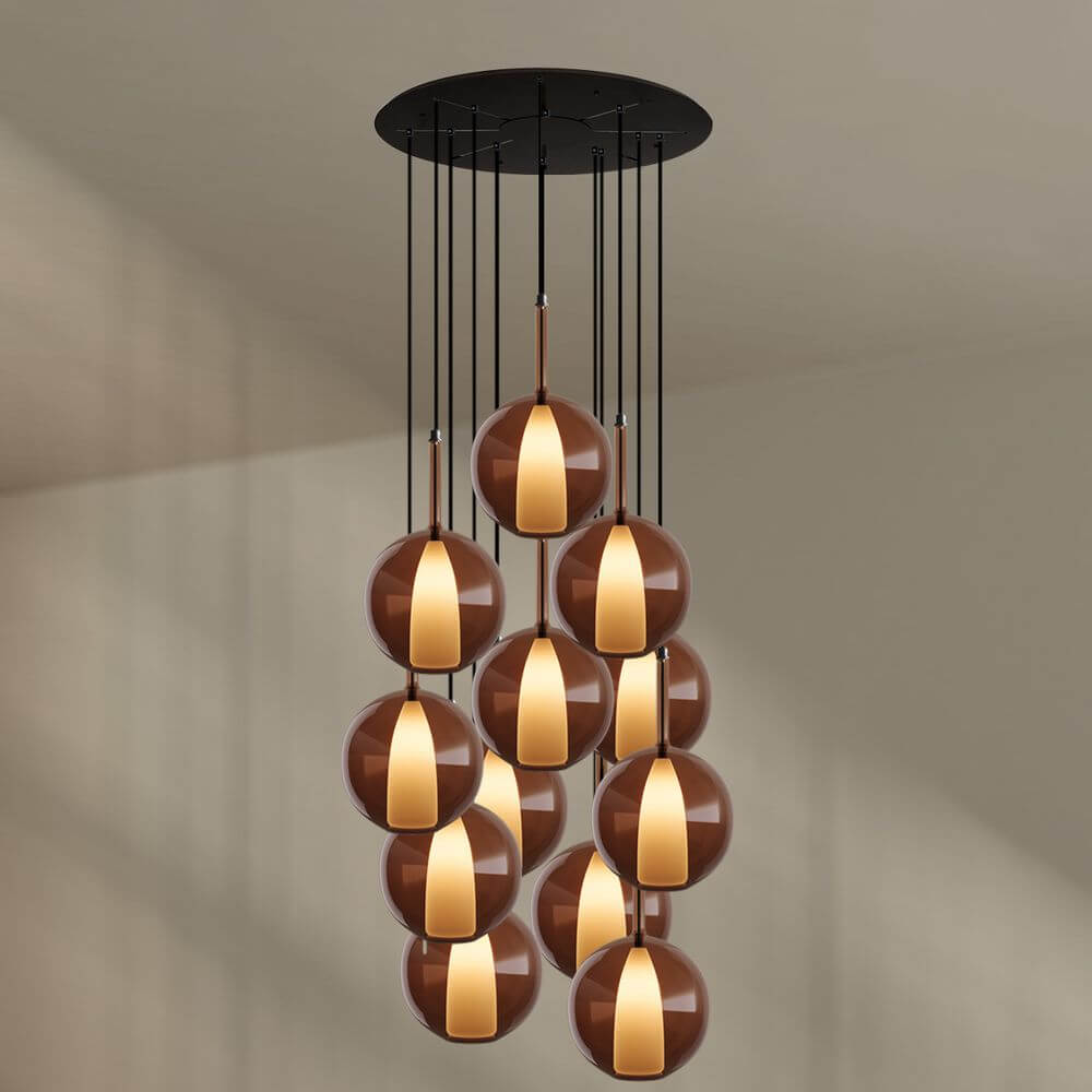 s.luce Belluna Galerielampe 12-flammig Ø 80cm Baldachin mit eleganten Glaskörpern in stilvollem Design.