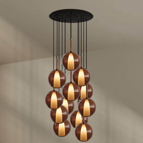 s.luce Belluna Galerielampe 12-flammig Ø 80cm Baldachin mit eleganten Glaskörpern in stilvollem Design.