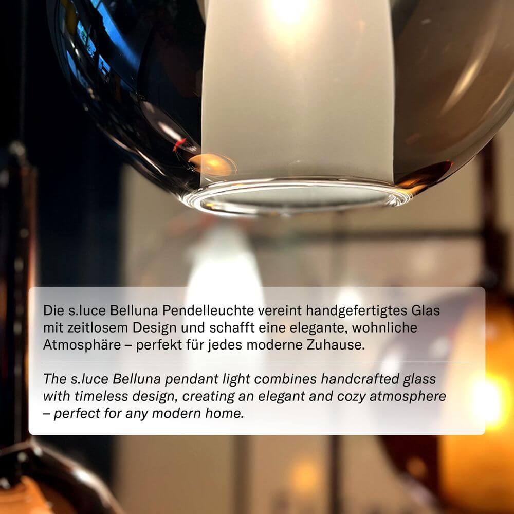 s.luce Belluna Galerielampe 12-flammig Ø 80cm Baldachin – elegante Pendelleuchte mit handgefertigtem Glas und zeitlosem Design.