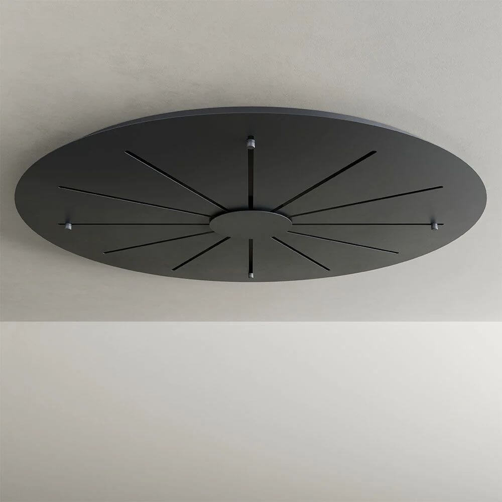 s.luce Belluna Galerieleuchte 20-flammig Ø 120cm Baldachin von unten, elegantes Design mit schwarzem Baldachin.