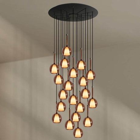 s.luce Belluna Galerieleuchte 20-flammig Ø 120cm Baldachin – stilvolle Pendelleuchte mit kunstvollem Design