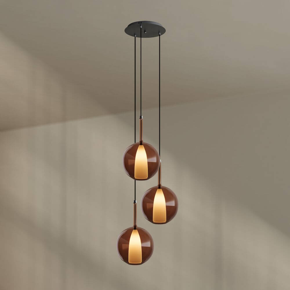 s.luce Belluna Galerieleuchte 3-flammig Ø 40cm Baldachin mit drei Pendelleuchten in modernem Design