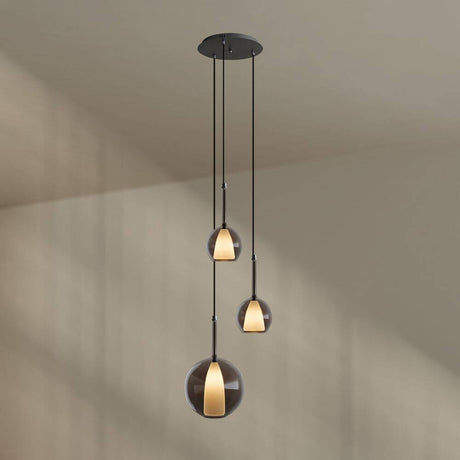 s.luce Belluna Galerieleuchte 3-flammig Ø 40cm Baldachin im modernen Design mit drei Pendeln aus Glas.