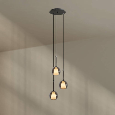s.luce Belluna Galerieleuchte 3-flammig Ø 40cm Baldachin in modernem Design mit drei Pendelleuchten.