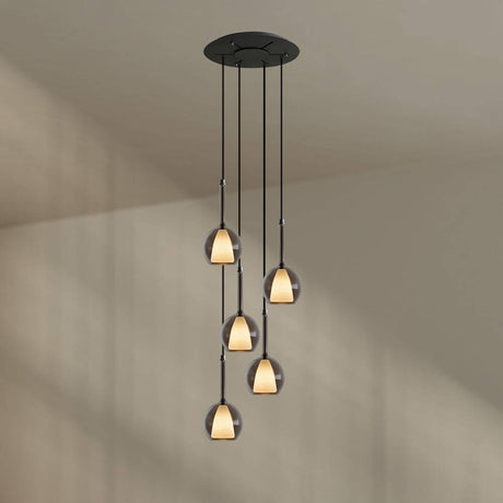 s.luce Belluna Galerieleuchte 5-flammig Ø 60cm Baldachin mit eleganten Glaskörpern und modernem Designs