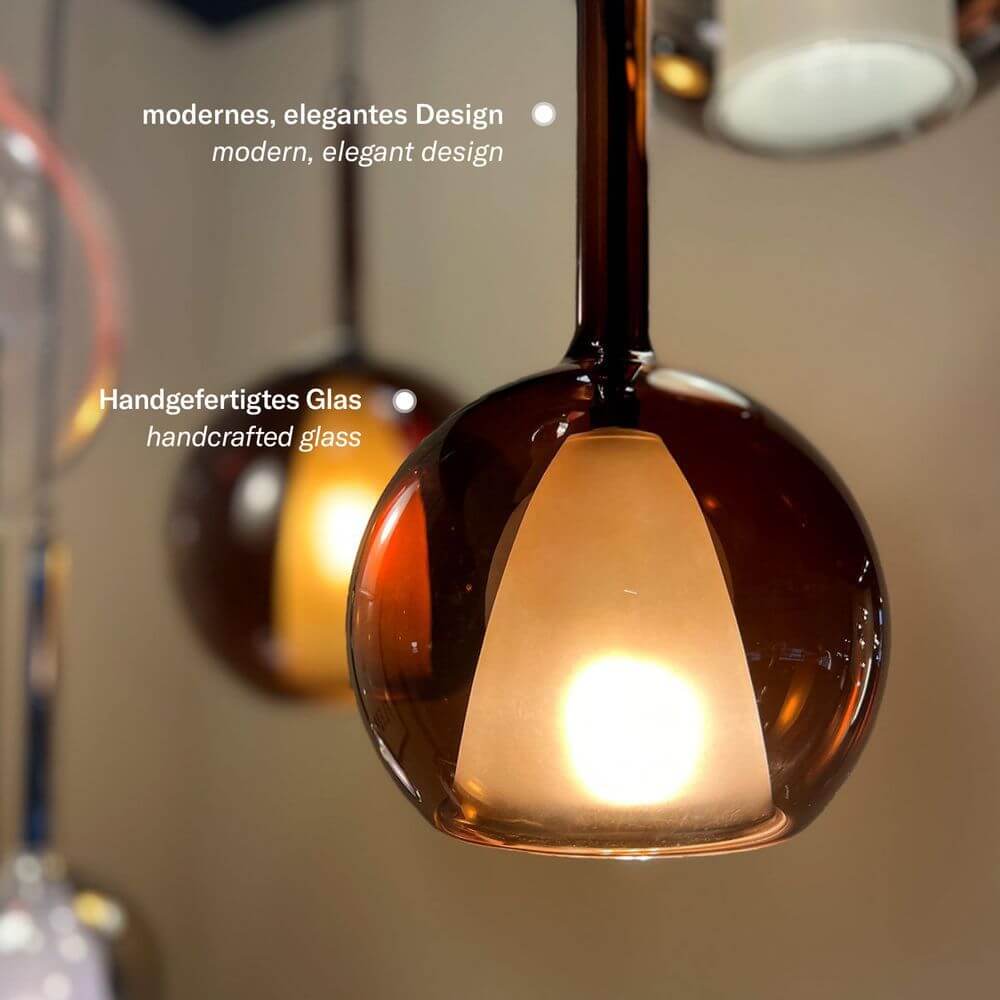 s.luce Belluna Galerieleuchte 5-flammig Ø 60cm Baldachin mit modernem, elegantem Design und handgefertigtem Glas.